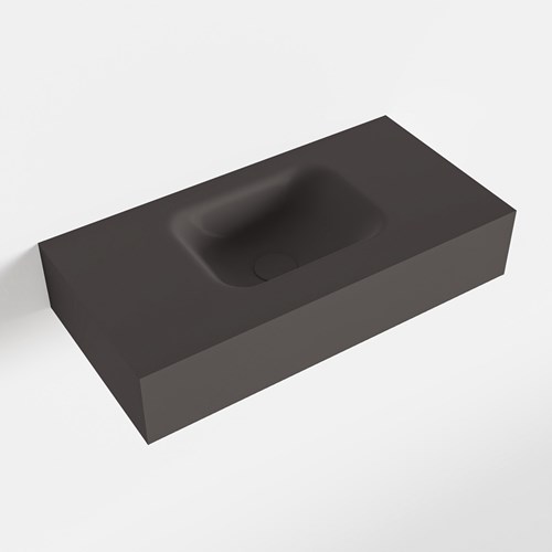 LEX Dark Grey freihängend Waschtisch aus solid surface (mineralwerkstoff) 60cm. Waschbeckenposition Mittig.