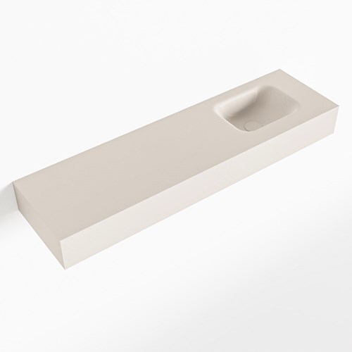 LEX Linen vrijhangende solid surface wastafel 110cm. Positie wasbak rechts