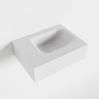 LEX Talc freihängend Waschtisch aus solid surface (mineralwerkstoff) 40cm. Waschbeckenposition Rechts.