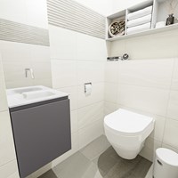 OLAN 40cm meuble lave-main Dark Grey. Lavabo LEX Talc position Centrée sans trou pour robinet.