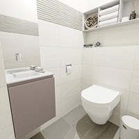 OLAN 40cm cloakroom vanity set Smoke. Vanity top LEX Talc position Left without tab hole.