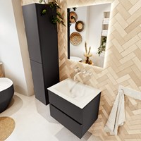 VICA 60cm bathroom vanity unit Dark Grey 2 drawers. Vanity top CLOUD Center without tab hole, color Talc.