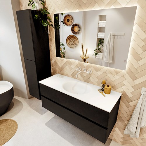VICA 120cm mueble de baño Urban 2 cajones. Lavabo MOON Centro sin orificio, color Talc.