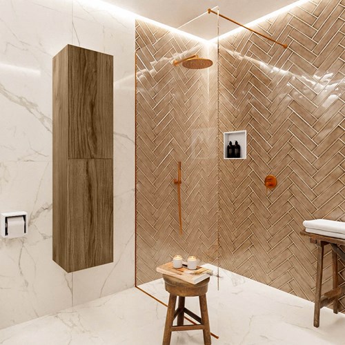BEAM 160cm bathroom column color Chai with 2 doors.