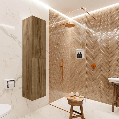 BEAM 160cm bathroom column color Chai with 2 doors.-3
