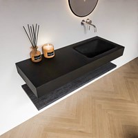 ALAN 120cm badmeubel Melamine planchet Antracite. Vrijhangende wastafel CLOUD Rechts zonder kraangat kleur Urban.-2