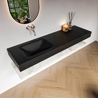 ALAN 160cm badmeubel Melamine planchet Carrara. Vrijhangende wastafel CLOUD Links zonder kraangat kleur Urban.-2