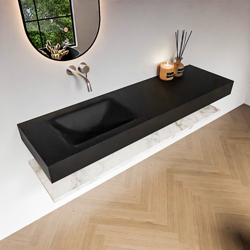 ALAN 160cm badmeubel Melamine planchet Carrara. Vrijhangende wastafel CLOUD Links zonder kraangat kleur Urban.-2