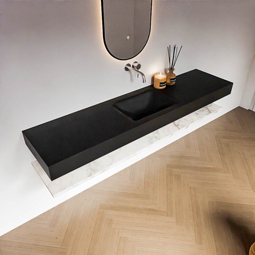 ALAN 190cm badmeubel Melamine planchet Carrara. Vrijhangende wastafel CLOUD Midden zonder kraangat kleur Urban.-2