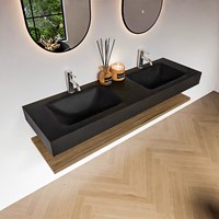 ALAN 150cm badmeubel Melamine planchet Chai. Vrijhangende wastafel CLOUD Dubbel 2 kraangaten kleur Urban.-2