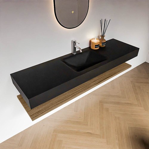 ALAN 160cm badmöbel Melamine ablageregal Chai. Frei hängende waschtisch CLOUD Mittig 1 hahnloch farbe Urban.-2