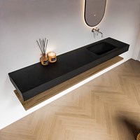 ALAN 200cm meuble de salle de bain Melamine tablette Chai. Lavabo suspendu CLOUD Droite senza foro per il rubinetto couleur Urban.-2