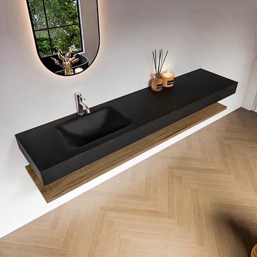 ALAN 200cm bathroom vanity Melamine shelf Chai. Wall mounted sink CLOUD Left 1 tab hole color Urban.-2