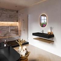 ALAN 100cm badmeubel Melamine planchet Chai. Vrijhangende wastafel CLOUD Links 1 kraangat kleur Urban.