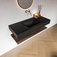 ALAN 110cm badmeubel Melamine planchet Dark Brown. Vrijhangende wastafel CLOUD Midden zonder kraangat kleur Urban.-2