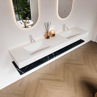 ALAN 190cm badmöbel Melamine ablageregal Marquina. Frei hängende waschtisch CLOUD Doppelt 2 hahnlöcher farbe Talc.-2