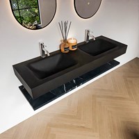 ALAN 140cm badmeubel Melamine planchet Marquina. Vrijhangende wastafel CLOUD Dubbel 2 kraangaten kleur Urban.-2