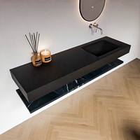 ALAN 160cm mobili da bagno Melamine mensola Marquina. Lavabo sospeso CLOUD Destra senza foro per il rubinetto colore Urban.-2