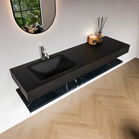 ALAN 160cm mueble de baño Melamine estante Marquina. Lavabo suspendido CLOUD Izquierda 1 orificio color Urban.-2
