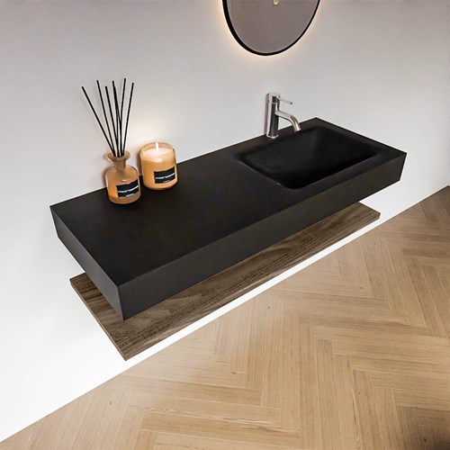 ALAN 120cm mobili da bagno Melamine mensola Mocha. Lavabo sospeso CLOUD Destra 1 foro per rubinetto colore Urban.-2