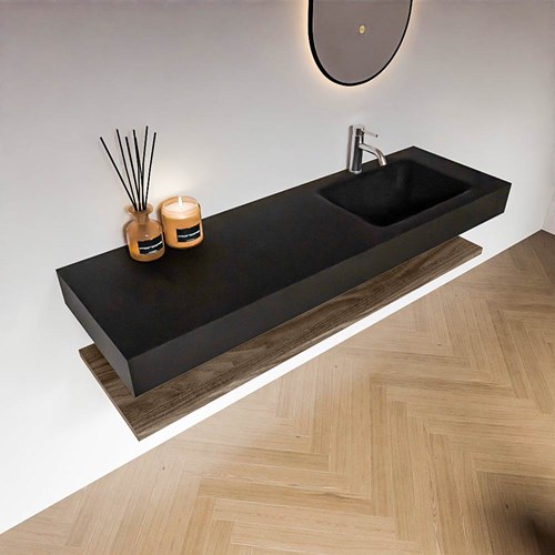 ALAN 150cm mobili da bagno Melamine mensola Mocha. Lavabo sospeso CLOUD Destra 1 foro per rubinetto colore Urban.-2