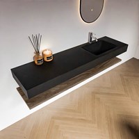 ALAN 170cm bathroom vanity Melamine shelf Mocha. Wall mounted sink CLOUD Right 1 tab hole color Urban.-2
