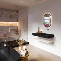 ALAN 100cm mobili da bagno Melamine mensola Underlayment. Lavabo sospeso CLOUD Destra senza foro per il rubinetto colore Urban.