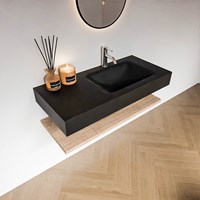 ALAN 100cm meuble de salle de bain Melamine tablette Washed Oak. Lavabo suspendu CLOUD Droite 1 foro per rubinetto couleur Urban.-2