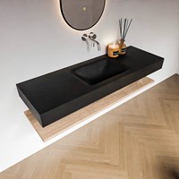 ALAN 140cm meuble de salle de bain Melamine tablette Washed Oak. Lavabo suspendu CLOUD Centrée senza foro per il rubinetto couleur Urban.-2