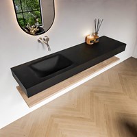 ALAN 170cm meuble de salle de bain Melamine tablette Washed Oak. Lavabo suspendu CLOUD Gauche senza foro per il rubinetto couleur Urban.-2