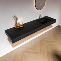 ALAN 170cm badmeubel Melamine planchet Washed Oak. Vrijhangende wastafel CLOUD Rechts 1 kraangat kleur Urban.-2