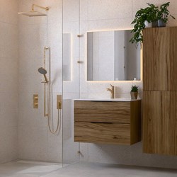 PROYECT 80cm mobili da bagno Chai con 2 cassetti. Lavabo Ceramica Centro 1 foro per rubinetto Bianco lucido.