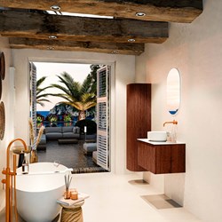 VELOR 70cm mobili da bagno colore Ruby con 1 cassetto e 0 porte. Lavabo d'appoggio COSS Centro senza foro per il rubinetto colore Talc.