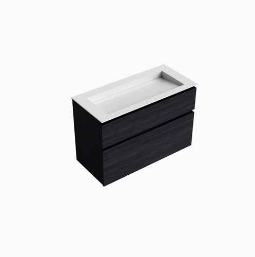 XABI 100cm mueble de baño Antracite 2 cajones. Lavabo AVON Centro sin orificio, color Talc.