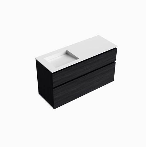 XABI 120cm mueble de baño Antracite 2 cajones. Lavabo AVON Izquierda sin orificio, color Talc.