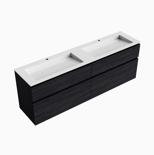 XABI 190cm mueble de baño Antracite 4 cajones. Lavabo AVON Doble 2 orificios, color Talc.