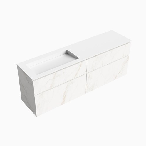 XABI 180cm mueble de baño Carrara 4 cajones. Lavabo AVON Izquierda sin orificio, color Talc.
