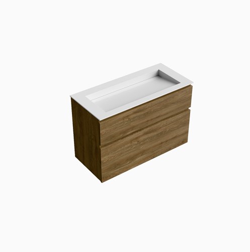 XABI 100cm mueble de baño Chai 2 cajones. Lavabo AVON Centro sin orificio, color Talc.