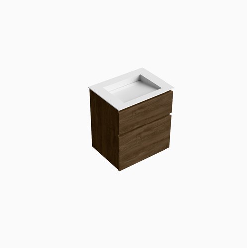 XABI 60cm mueble de baño Mocha 2 cajones. Lavabo AVON Centro sin orificio, color Talc.