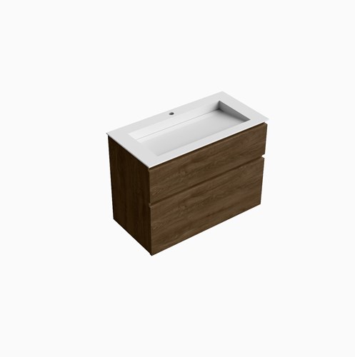 XABI 90cm mueble de baño Mocha 2 cajones. Lavabo AVON Centro 1 orificio, color Talc.