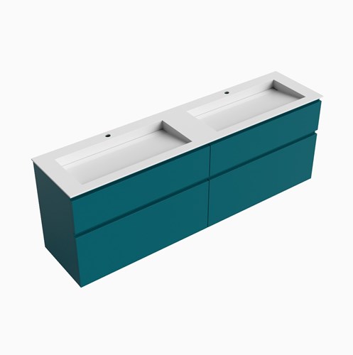 XABI 190cm mueble de baño Smag 4 cajones. Lavabo AVON Doble 2 orificios, color Talc.
