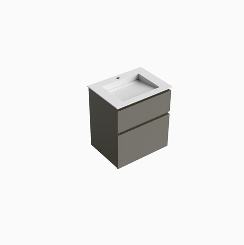 XABI 60cm mueble de baño Smoke 2 cajones. Lavabo AVON Centro 1 orificio, color Talc.