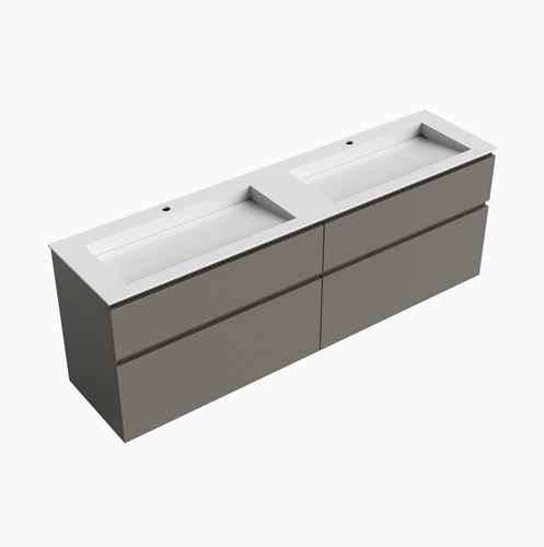 XABI 190cm mueble de baño Smoke 4 cajones. Lavabo AVON Doble 2 orificios, color Talc.