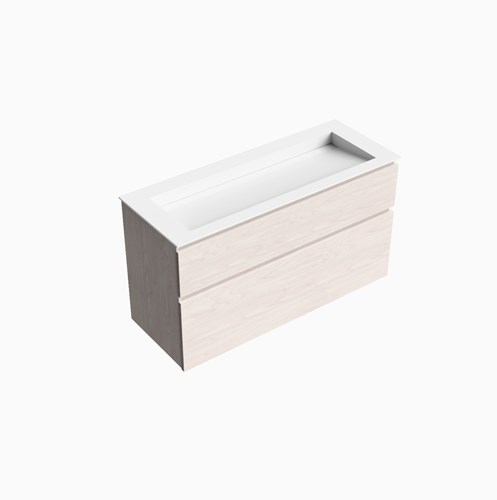 XABI 120cm mueble de baño Underlayment 2 cajones. Lavabo AVON Centro sin orificio, color Talc.