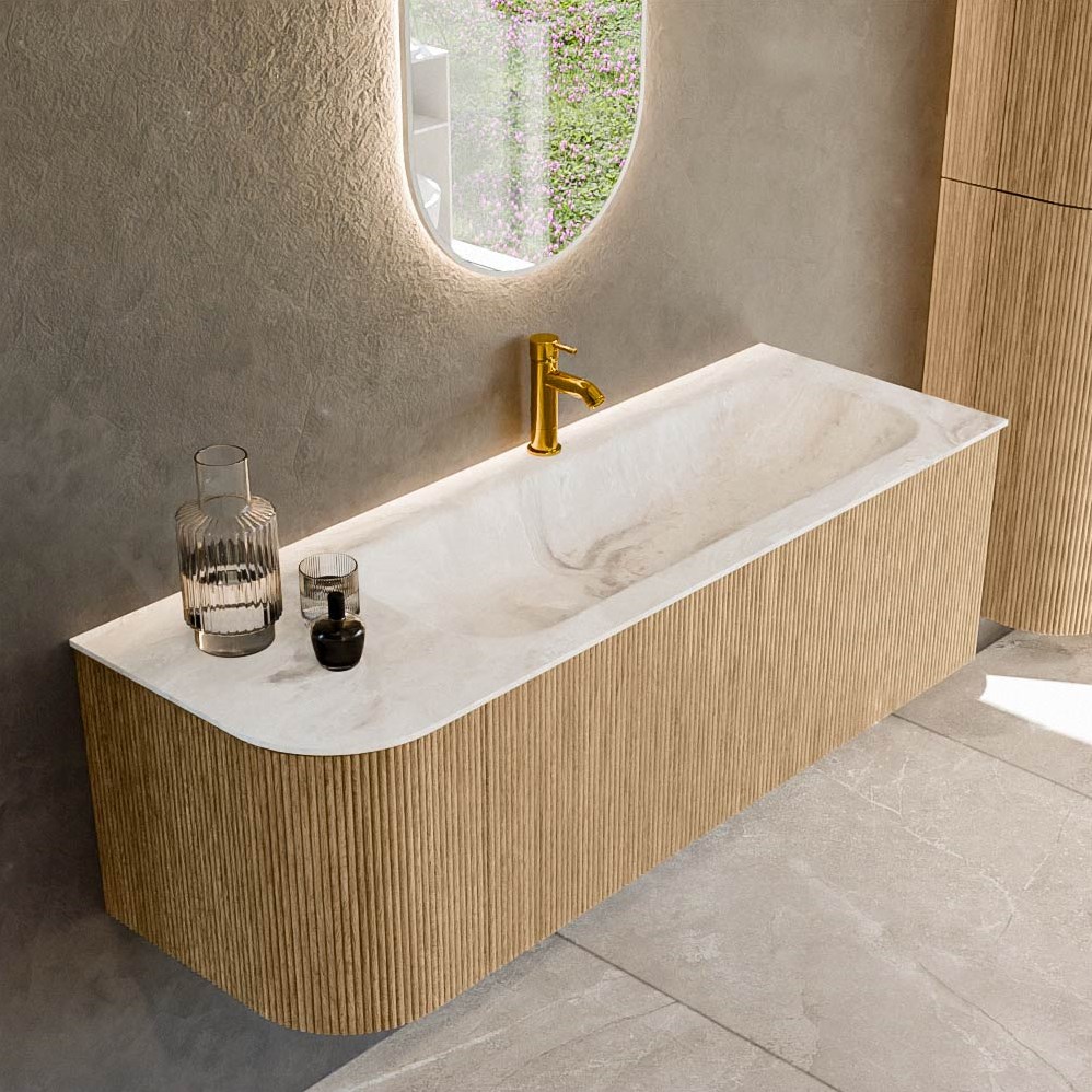 KURVE DLUX 135cm Mueble De Ba o Curva Izquierda Color Oak Con 1 Caj n Y kurve-dlux-135cm-mueble-de-ba-o-curva-izquierda-color-oak-con-1-caj-n-y