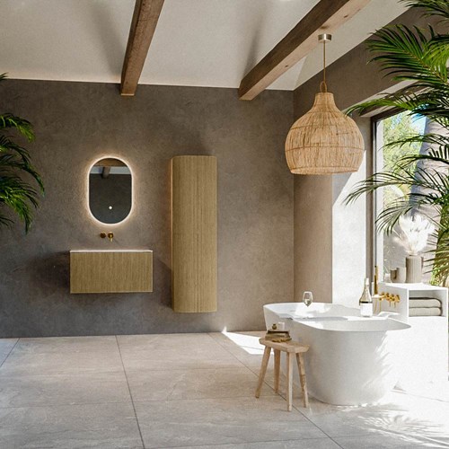 KURVE-DLUX 80cm meubles de salle de bains couleur Dusk avec 1 tiroir et 0 portes. Lavabo BIG SMALL Centrée sans trou pour robinet, couleur Frappe.-3