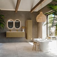 KURVE-DLUX 145cm mobili da bagno curva Destra colore Dusk con 1 cassetto e 1 porta. Lavabo BIG LARGE Sinistra 2 fori del rubinetto, colore Frappe.-3