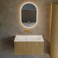 KURVE-DLUX 80cm meubles de salle de bains couleur Dusk avec 1 tiroir et 0 portes. Lavabo BIG SMALL Centrée sans trou pour robinet, couleur Frappe.-2