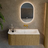 KURVE-DLUX 105cm meubles de salle de bains courbe Gauche couleur Dusk avec 1 tiroir et 1 porte. Lavabo BIG SMALL Droite sans trou pour robinet, couleur Frappe.-2