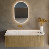 KURVE-DLUX 125cm badmöbel kurve Rechts farbe Dusk mit 1 schublade und 1 tür. Einbauwaschbecken BIG MEDIUM Links kein hahnloch Frappe.-2